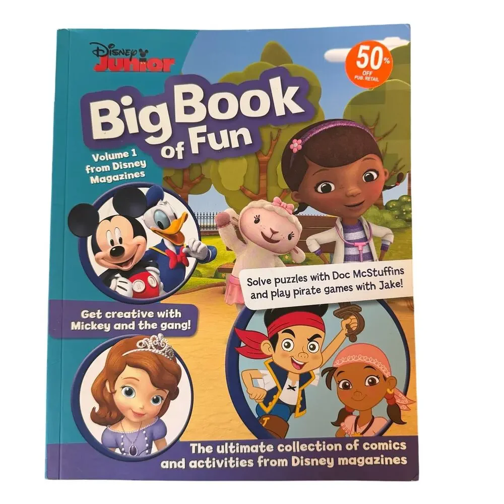 NWT Disney Jr Big Book Of Fun Puzzles Learning Mickey Jake Sophia DocMcstuffins